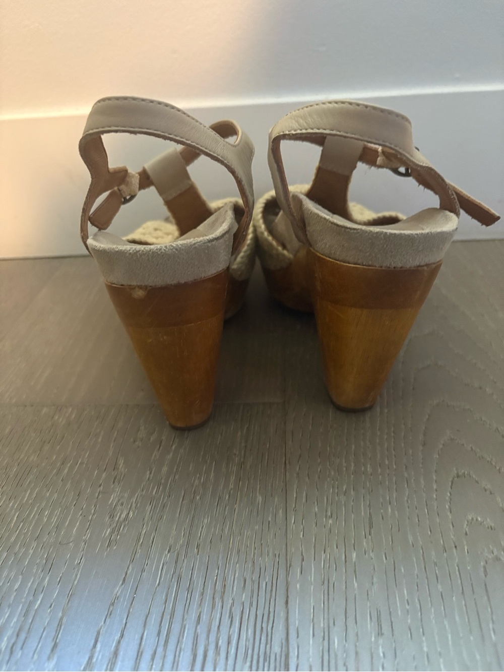 Women’s Vintage Cream Crochet T-Strap Platform Sandals - Picture 5 of 7
